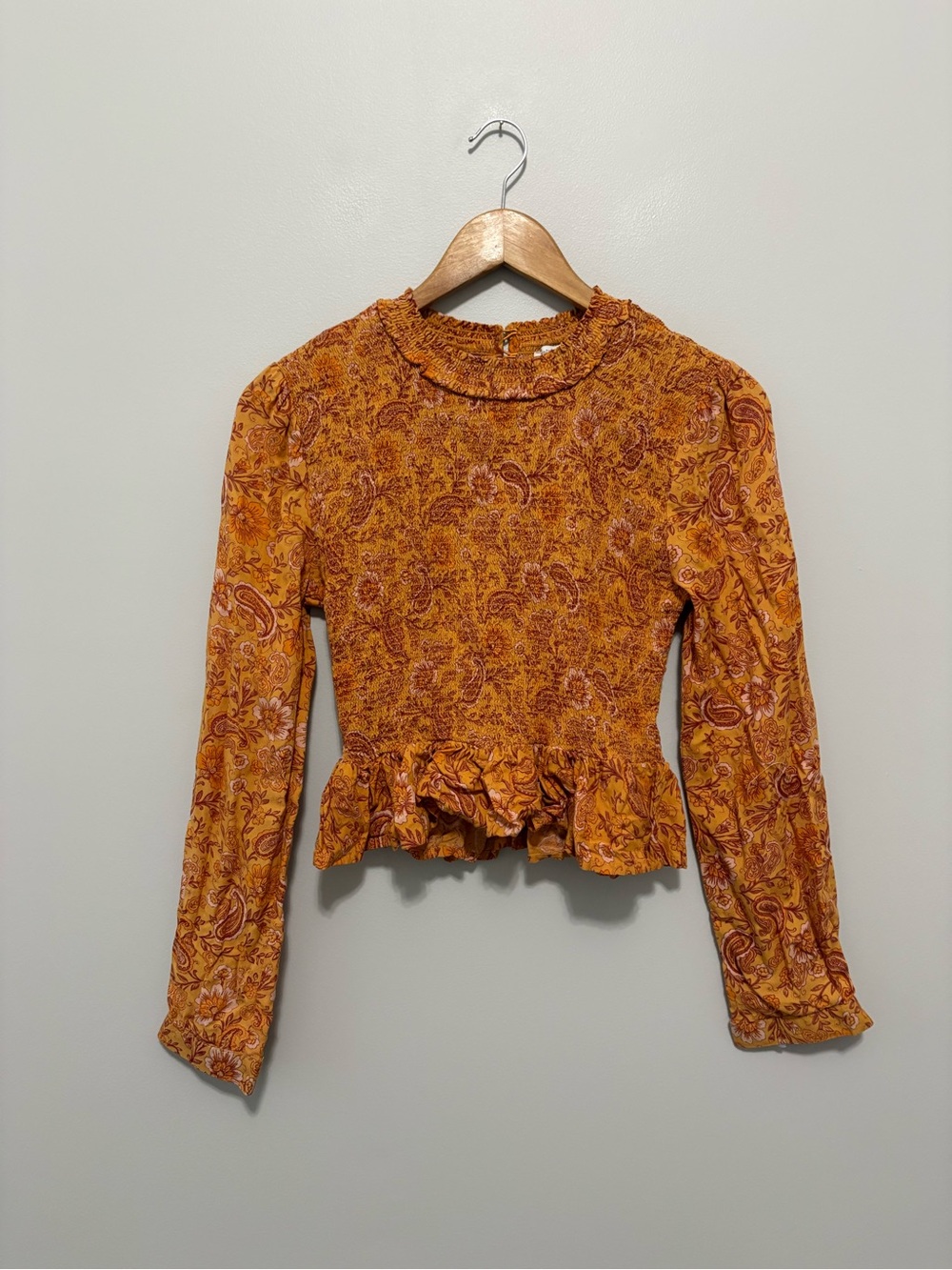 Patrons of Peace Autumn Paisley Boho Indie Smocked Top